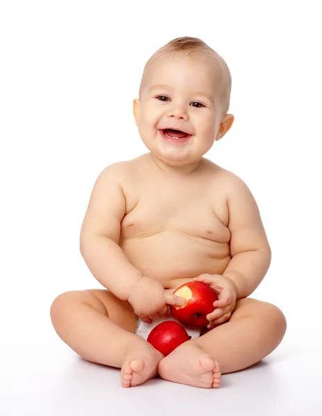 Copil mic cu mere — Fotografie, imagine de stoc