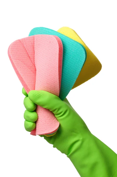 Paar wassen sponzen in hand — Stockfoto