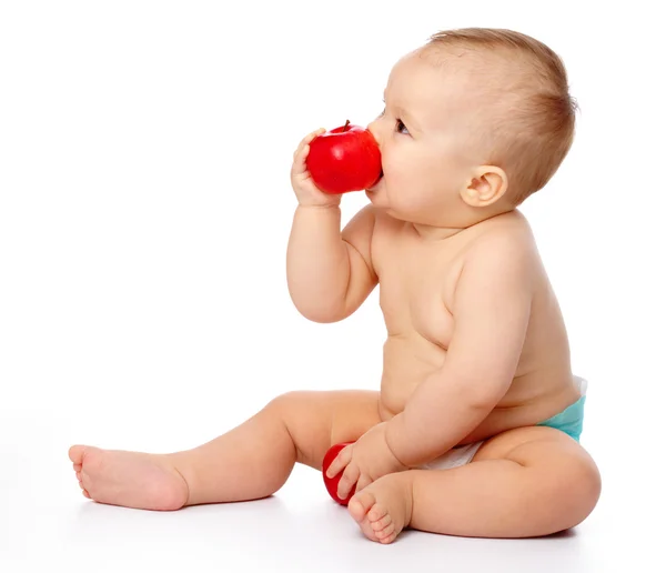 Malé dítě s apple — Stock fotografie