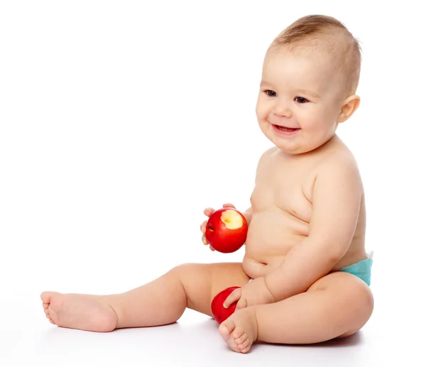 Małe dziecko z jabłkiem — Zdjęcie stockowe