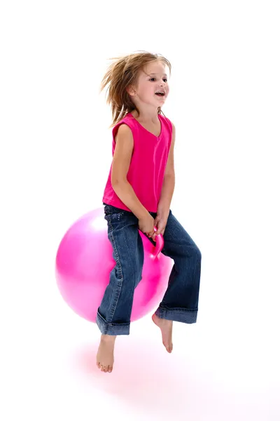 Girl bouncing — Stock Photo, Image