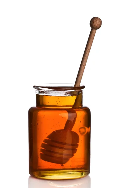 Méz jar és dripper — Stock Fotó