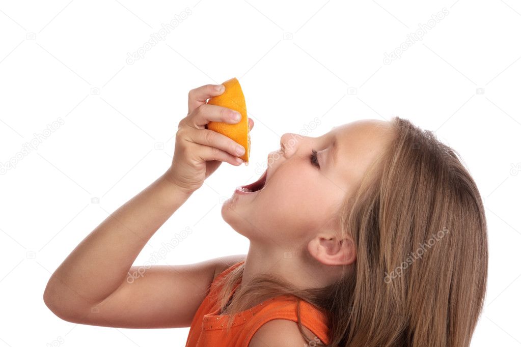 Girl drink juice orange