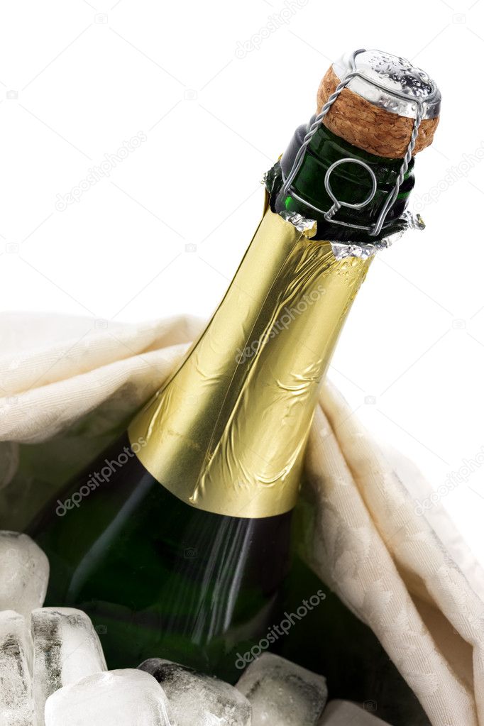 Champagne bottle on ice