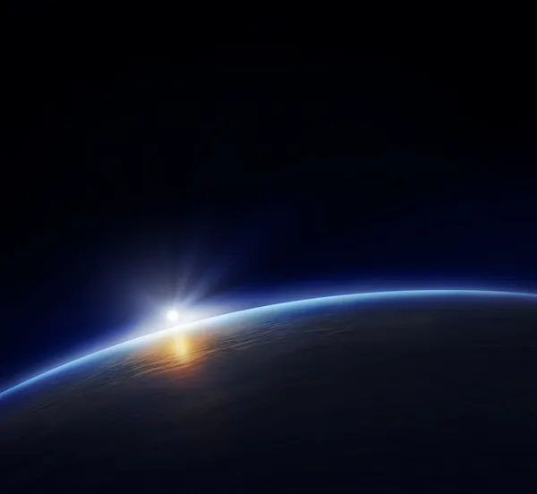 Planeta Terra com sol nascente — Fotografia de Stock