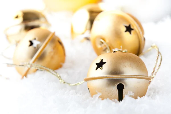 Gold Christmas baubles — Stock Photo, Image
