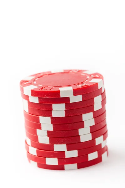 Poker chips op wit — Stockfoto
