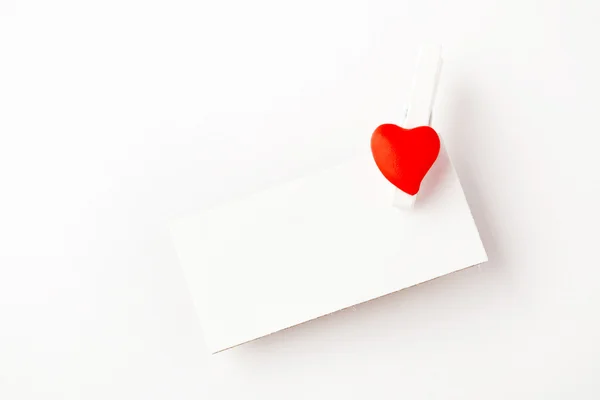 Empty Note Valentine Day White Background — Stock Photo, Image