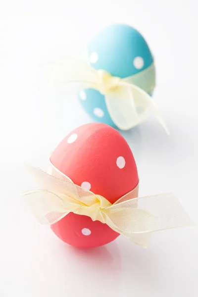 Pastel Gekleurde Pasen Eieren Een Witte Achtergrond — Stockfoto