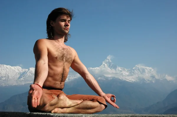 Медитация в Гималаях Стоковая Картинка