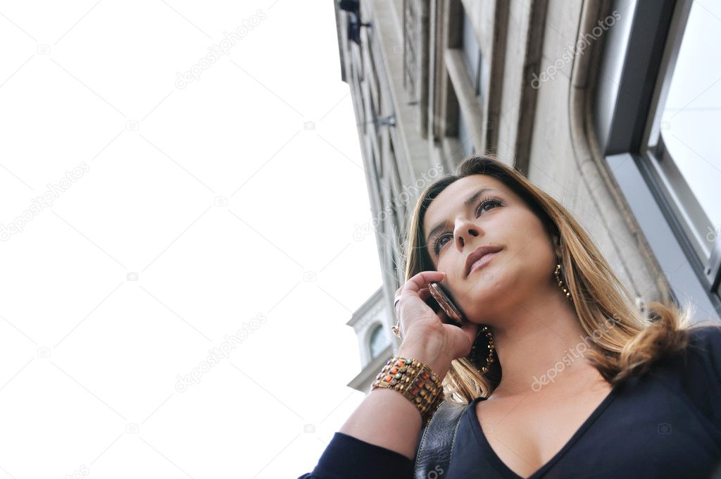 Business woman talking on mobile phone
