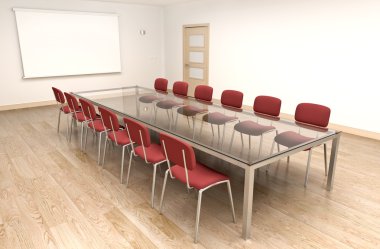 Boş tahta Oda. 3D render.