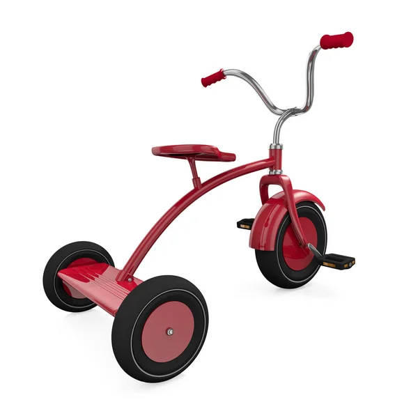 Красный Трехколесный Велосипед Белом Фоне Рендеринг — стоковое фото