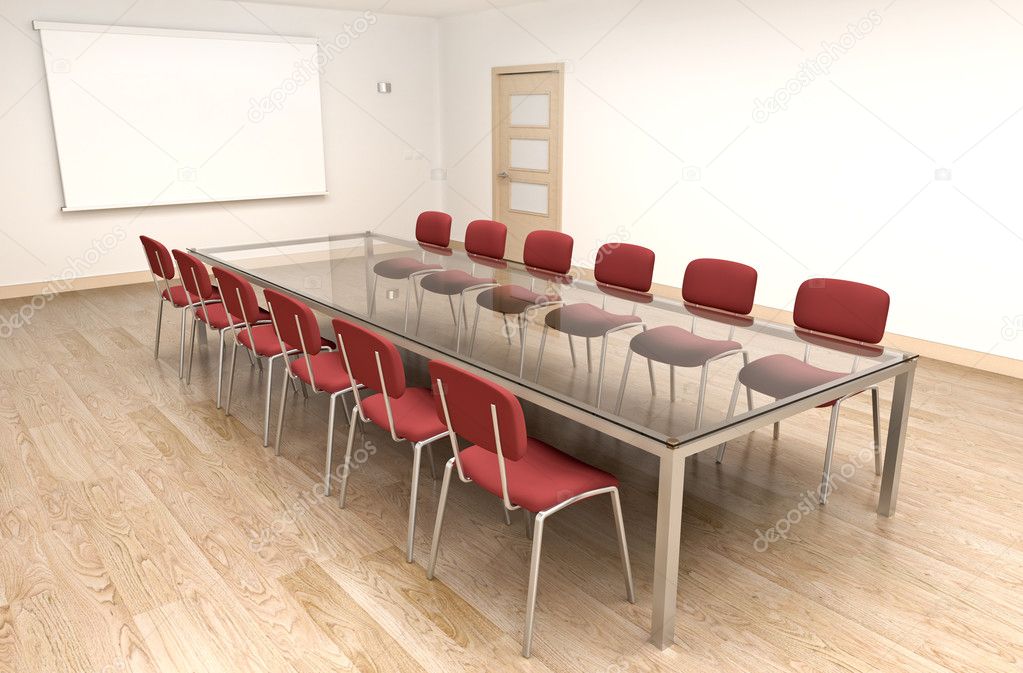 Empty board room. 3D render.