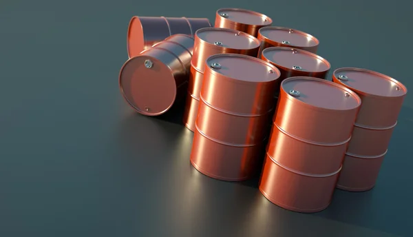 Red Oil Barrels Glistening Sunlight Render — Stock Photo, Image