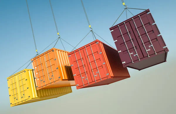 Vier scheepvaart containers — Stockfoto