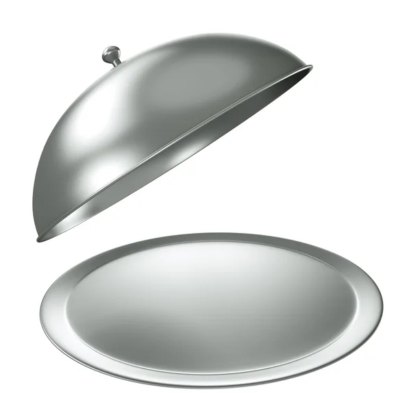 Срібні лоток з кухнею — стокове фото