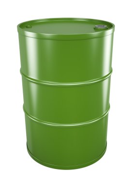 Green oil barrel. 3D rendered image. clipart