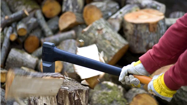 Dřevo pracovník dřevorubec Sekyra — Stock fotografie