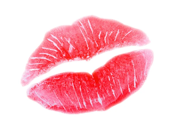 Mulher beija lábios com sorriso — Fotografia de Stock