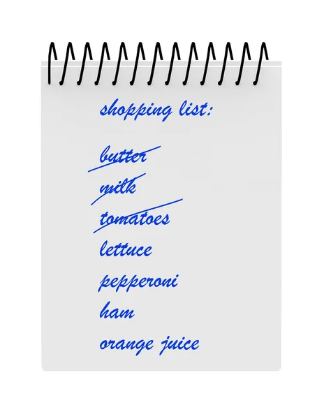 Shopping List Notebook — Stock Photo, Image