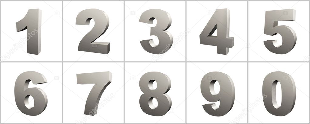 Stainless Steel Internet Icon Numbers Isolated on White