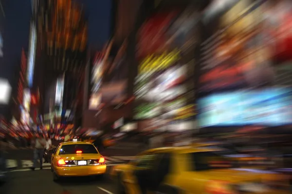 stock image New York Cab Taxi at Times Square with Blur Effect