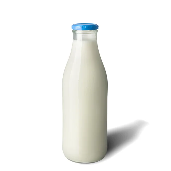 Čerstvé Mléko Láhev Izolovaných Bílém Pozadí — Stock fotografie