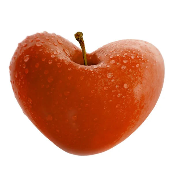 Jablko Vyřezávanými Srdce Nádherný Ostrý Detail — Stock fotografie