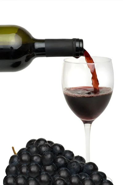 Czerwone Wino Wlewane Kieliszka Wina — Zdjęcie stockowe