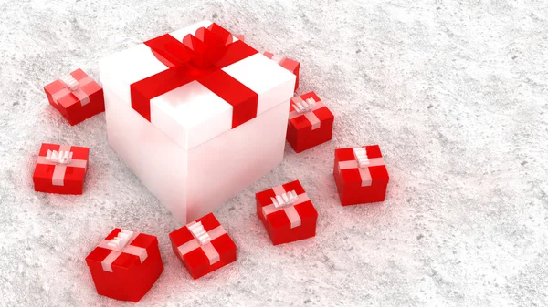Red and white christmas gift boxes — Stock Photo, Image