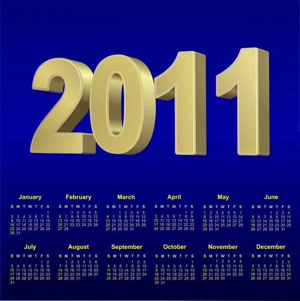 Calendrier bleu 2011 — Image vectorielle