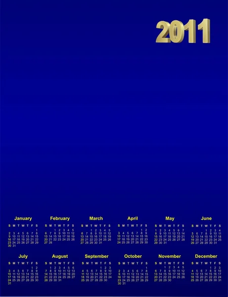 Kalender biru 2011 - Stok Vektor