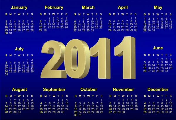 2011 calendário azul —  Vetores de Stock