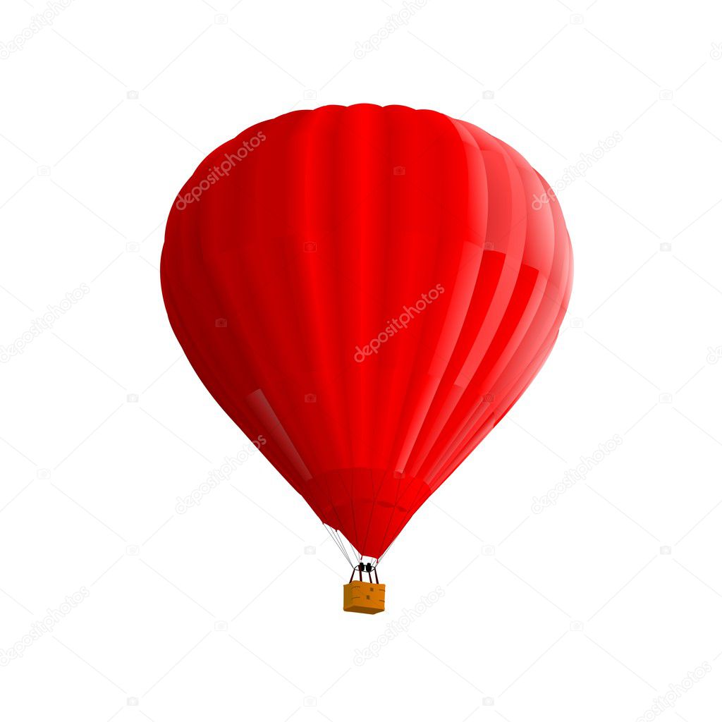 Red hot air ballon isolated
