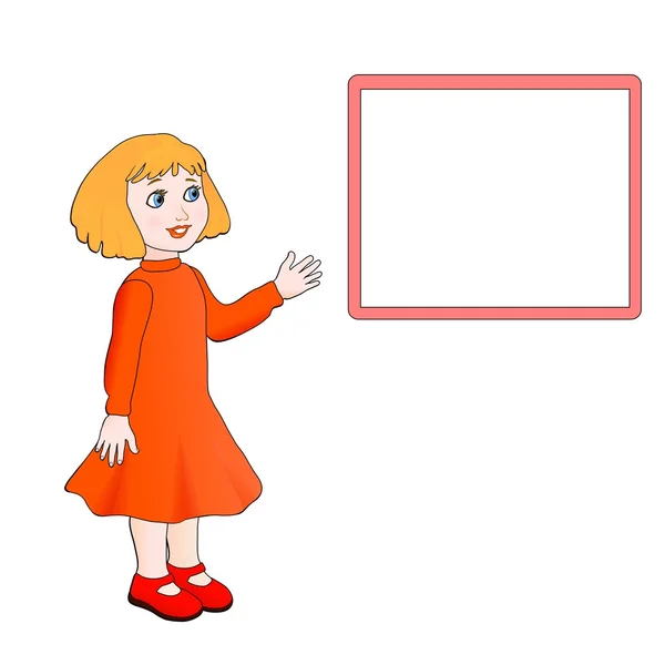 Little girl show a board — Stock Vector
