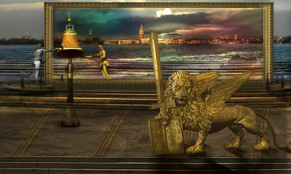 The golden Leo in alternative earth — Stock Photo, Image