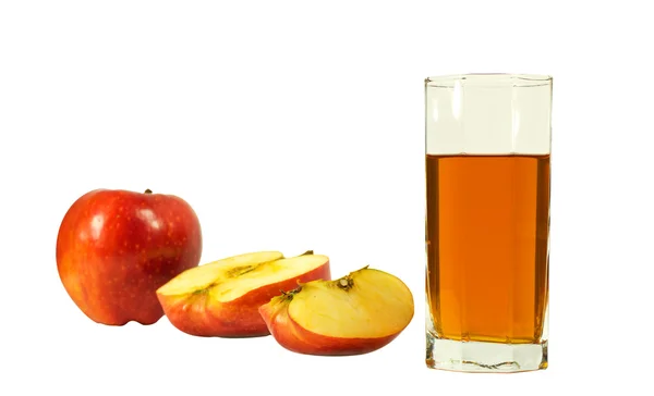 Whole Slice Apple Glass Juice Isolated White Background — Stock Photo, Image