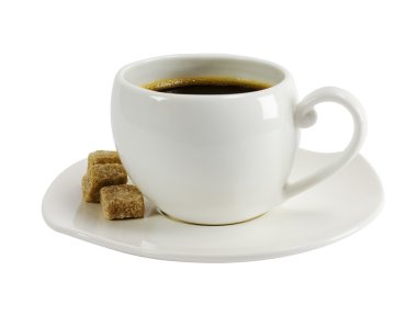 A cup of coffee with pieces of sugar clipart