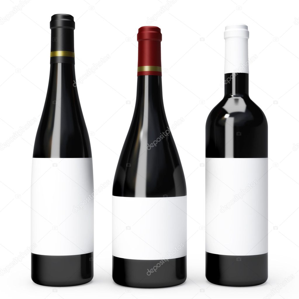 Three red wine bottles