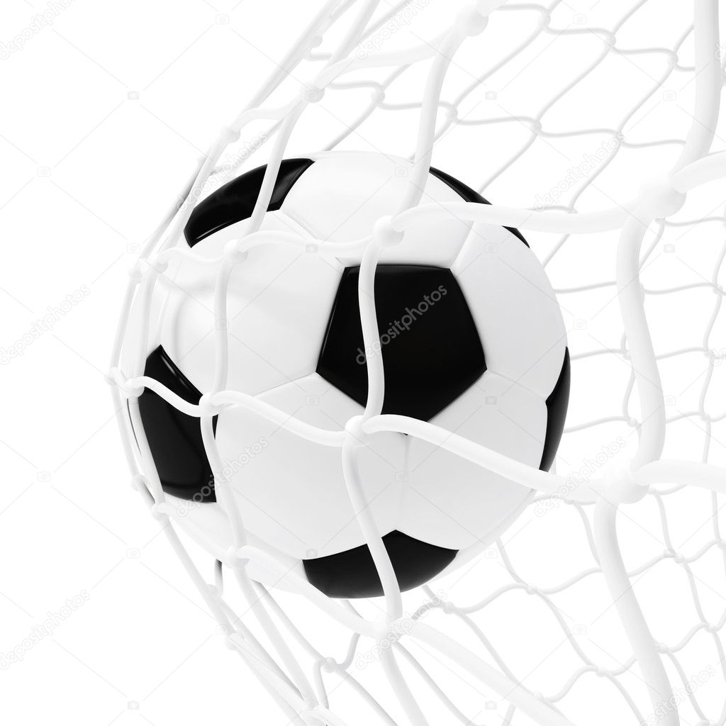 Soccer ball inside the net
