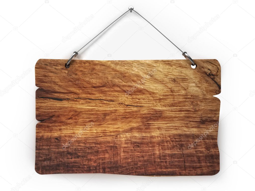 Old wood notice board isolated on white