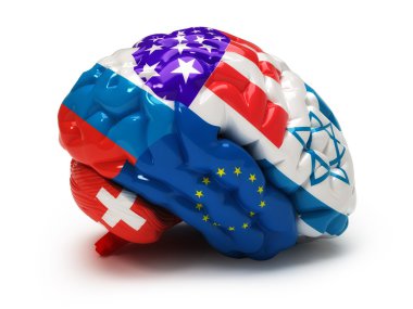 Flags on Human brain clipart