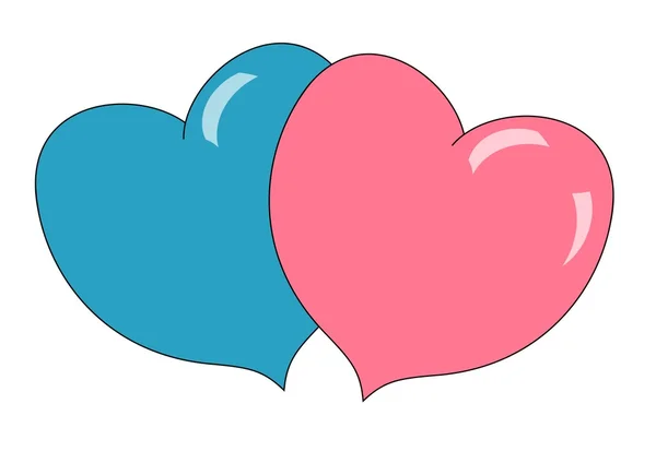 Corações azuis rosa — Fotografia de Stock