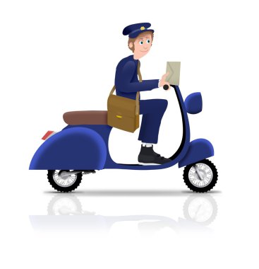 Postman on Scooter clipart