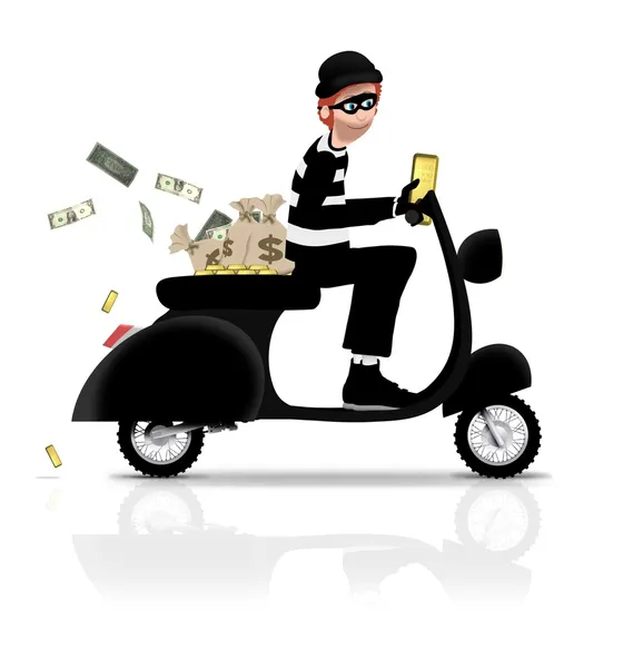 Robber on Scooter — Stock Photo, Image