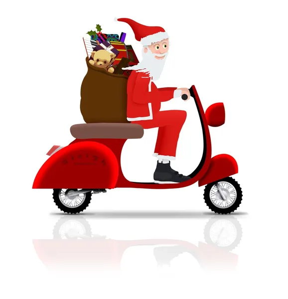 Santa em Scooter — Fotografia de Stock