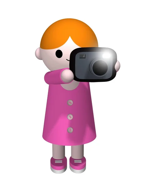 Ilustração Uma Menina Segurando Uma Câmera Tirando Uma Foto — Fotografia de Stock