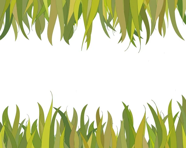 Πράσινο Γρασίδι Φυτό Σύνορα Εικονογράφηση — Φωτογραφία Αρχείου