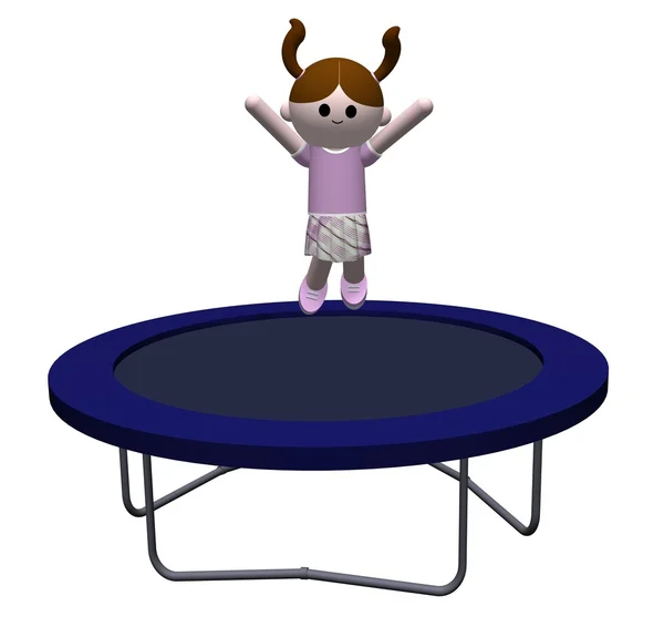Ilustración Una Chica Saltando Sobre Trampolín — Foto de Stock